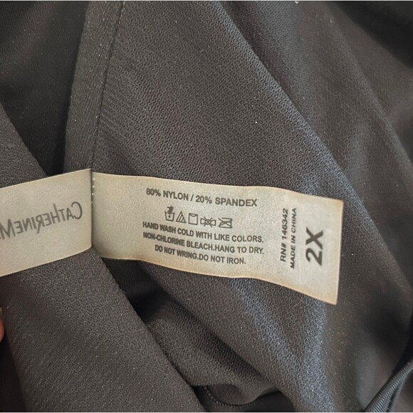 NWT Catherine Malandrino V Wire Shirred Black 1 Piece Bandeau Swimsuit Plus S 2X - Picture 8 of 14